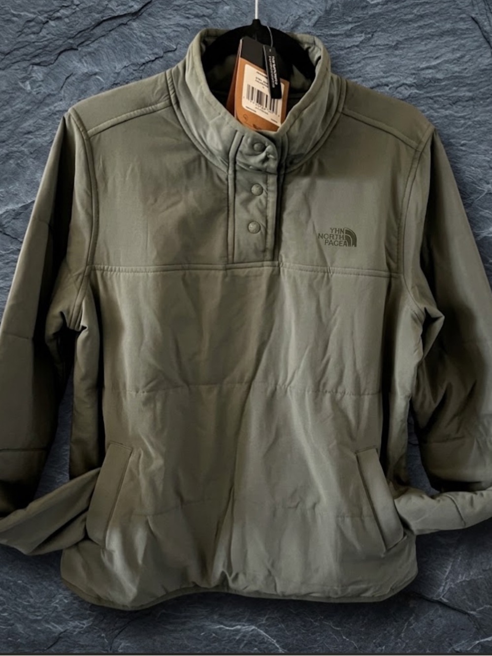 The North Face Ladies Olive Green Snap Front Pullover Jacket